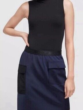 Wolford Navy Mini Skirt with Black Cargo Pockets